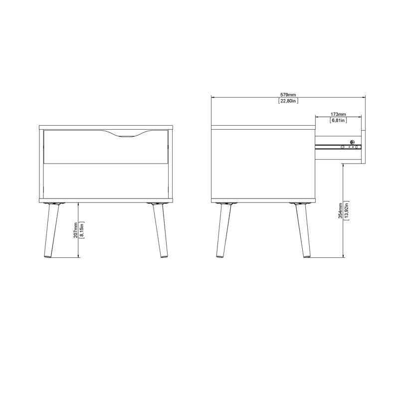 Justus 19.76'' W Nightstand, White/Oak