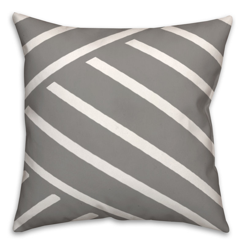 Striped Outdoor Reversible Throw Pillow, 18"H x 18"W, Gris