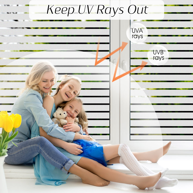 Stripe Pattern Frosted Window Decal, 35.4" H x 78" W