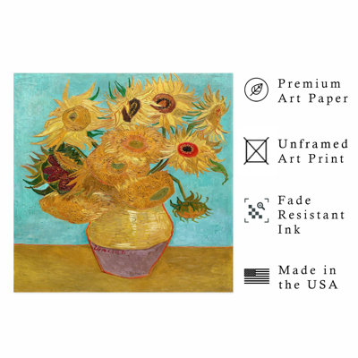 Floral avec vase de Vincent van Gogh avec douze tournesols, reproduction d'art classique sans cadre