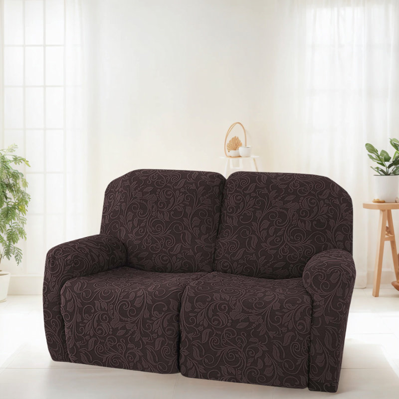 Housses de canapé inclinables en velours 6 pièces - Housses de canapé inclinables extensibles pour canapé à 2 coussins, Brun