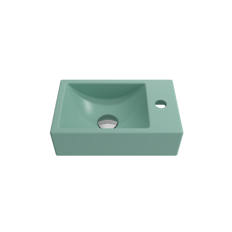 Lavabo de salle de bain rectangulaire double en argile réfractaire BOCCHI Milano, Vert menthe mat