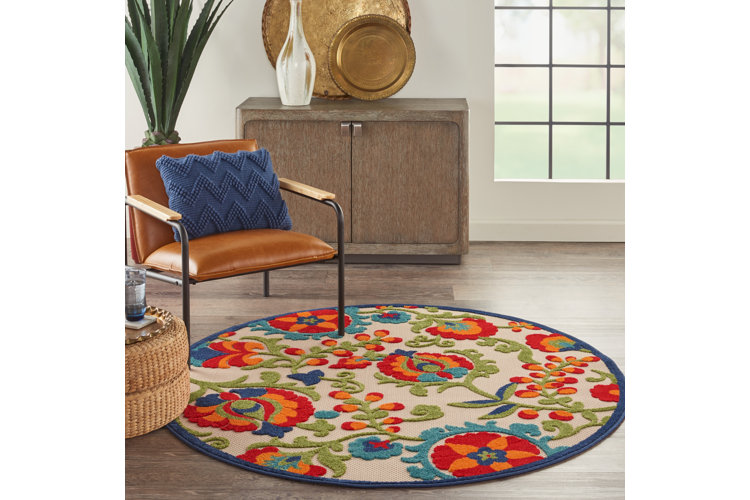 Lahaina Floral Ivory/Red/Green Area Rug