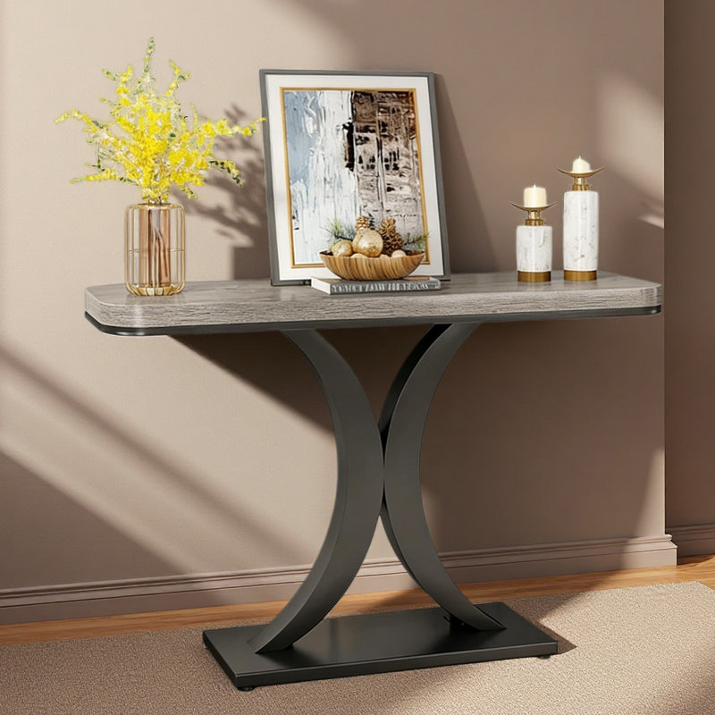 Compact Console Table,Modern Industrial Style Entryway Foyer Table,Sturdy Sofa Table