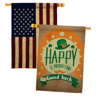 Good Luck St. Patrick's Day 2-Sided Polyester 3'3 x 2'3 ft. House Flag -  Ornament Collection, OC-SA-HP-191098-IP-BOAA-D-US17-OC