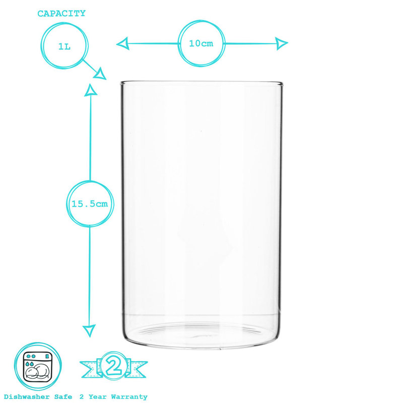 Argon Tableware - Glass Scandi Storage Jars with Wooden Lid, 15.5cm H x 10cm W x 10cm D