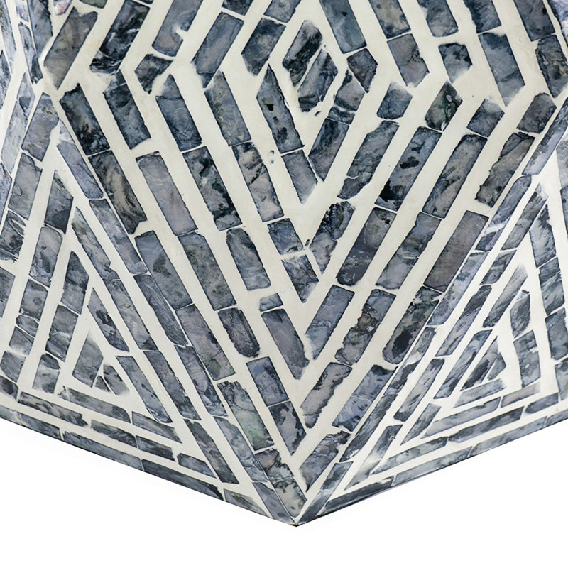 Hexagon Garden Stools, Unique Capiz Accent Side Table