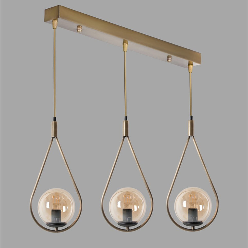Lustre de style scandinave, finition cuivre, 21,7 po x 7,9 po | Fabrication 100% métal, hauteur réglable jusqu'à 27,6 pouces | Douille E27, 40 W maximum | Élégant luminaire pour décoration intérieure moderne