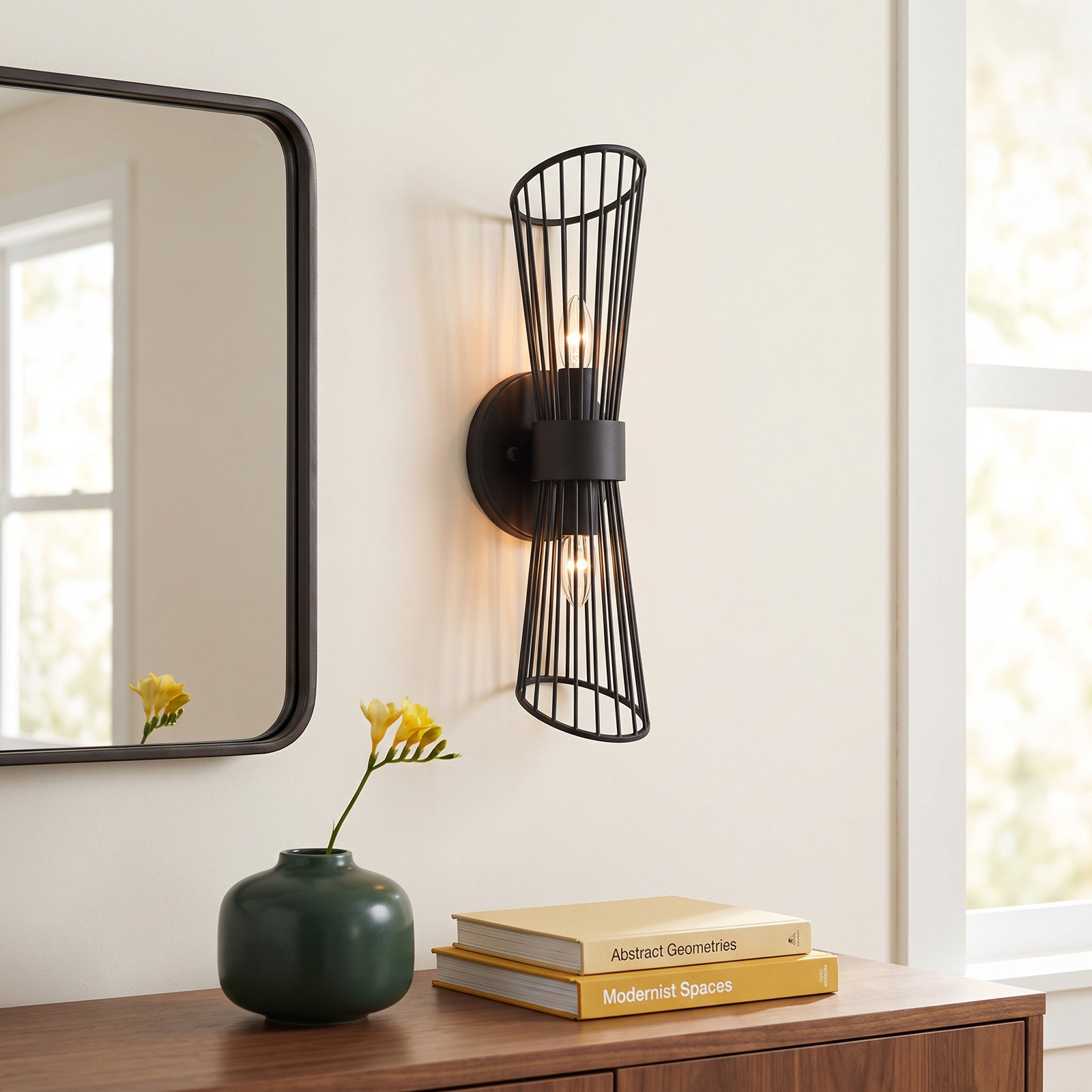 Gazania Single Light Dimmable LED Wallchiere, Black