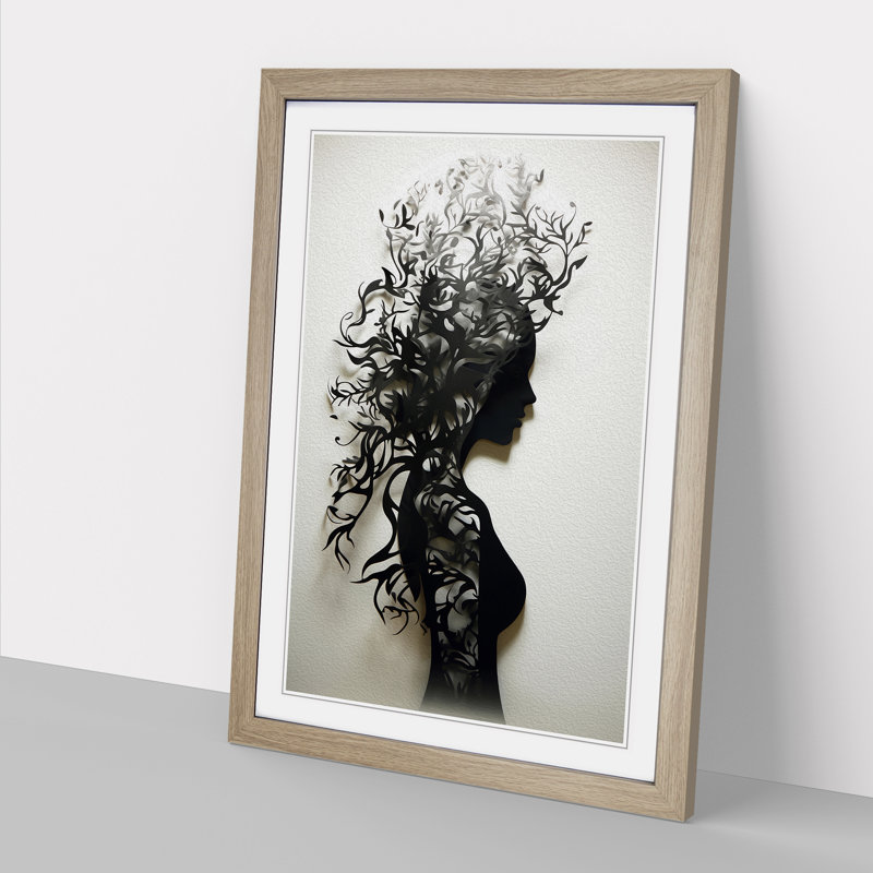 Woman Contemporary - Framed Print, 64cm H x 46cm W x 2cm D, Oak