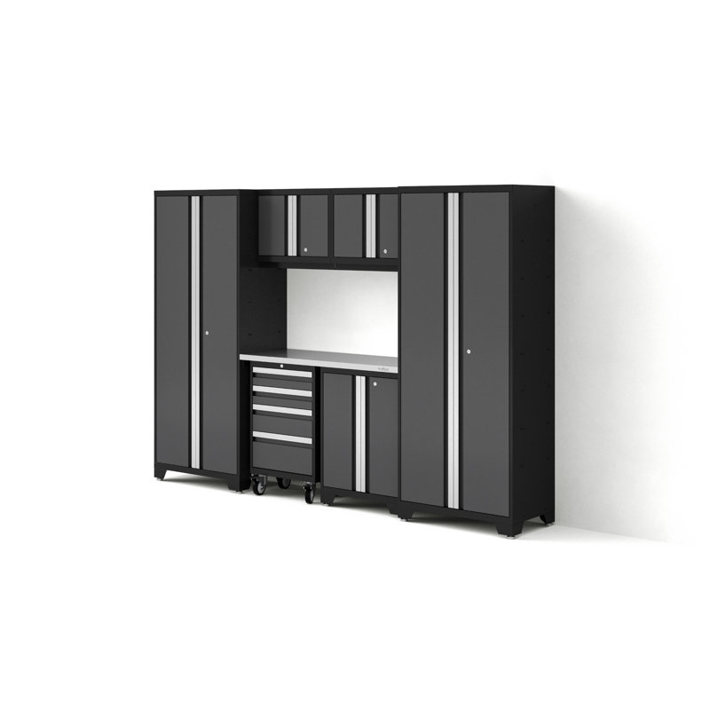 Armoires de rangement 7 pièces Bold Series, gris, Acier inoxydable, Pas de lumières