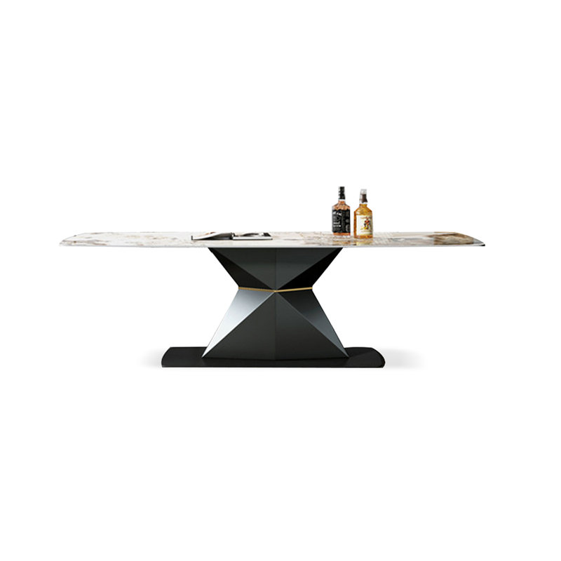 Table de salle à manger noire en acier fritté et en acier au carbone, H 29,53 po x L 62,99 po x l 31,5 po