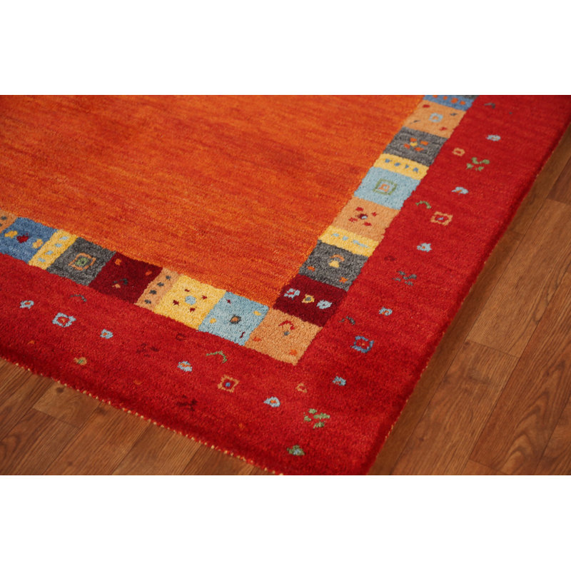 Orange Wool Gabbeh Indian Area Rug 5x8