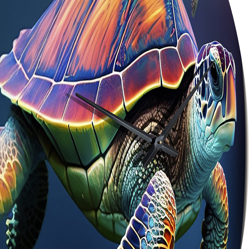 Horloge murale colorée en forme de tortue de mer I, Petit