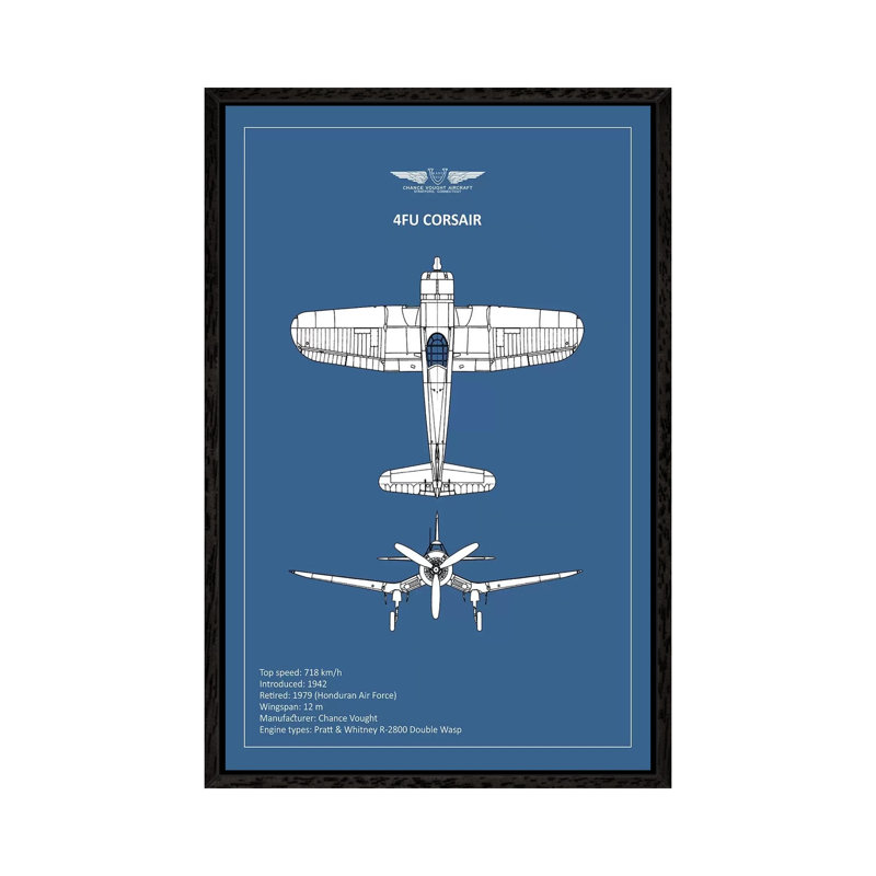 BP CV F4U-Corsair by Mark Rogan - Print on Canvas, Black Framed, 66.04 cm H x 45.72 cm W