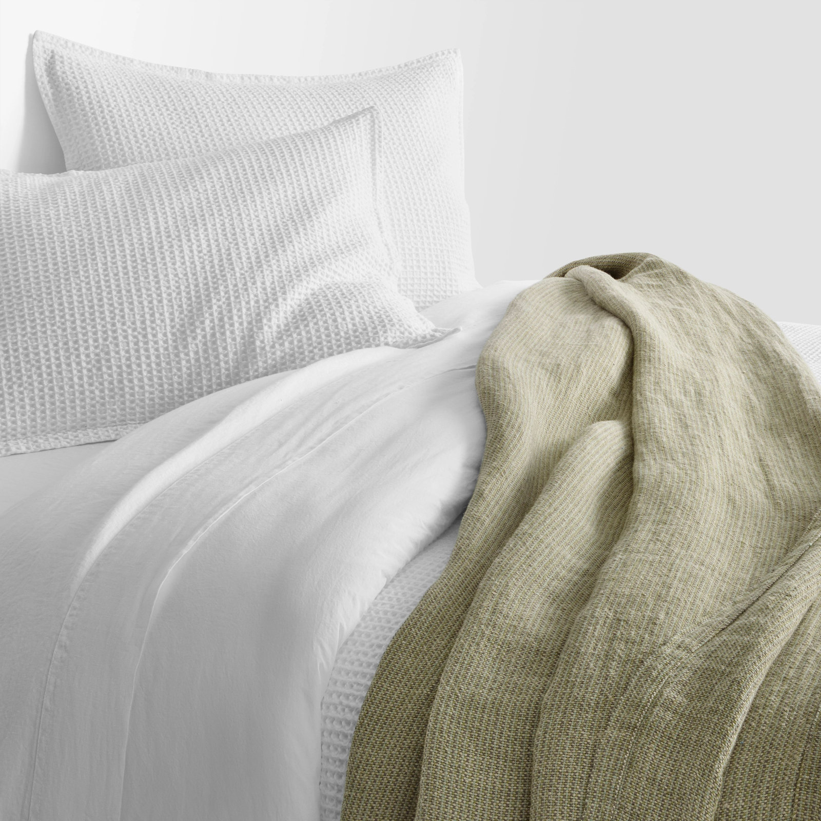 Marais Linen Hand Woven Throw Blanket, Gray