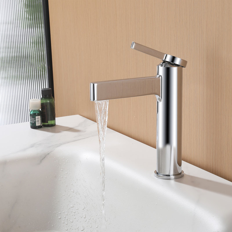 7.6" Height Modern Solid Brass Single Handle Bathroom Vessel Sink Faucet With Removable Aerator, 3.4GPM, Chrome