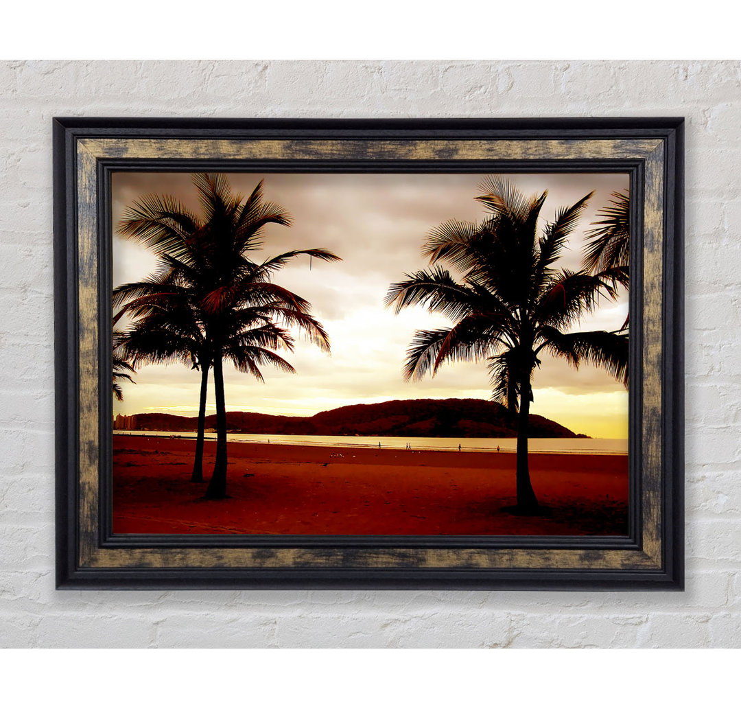 Beach Palmtree Bergblick - Drucken