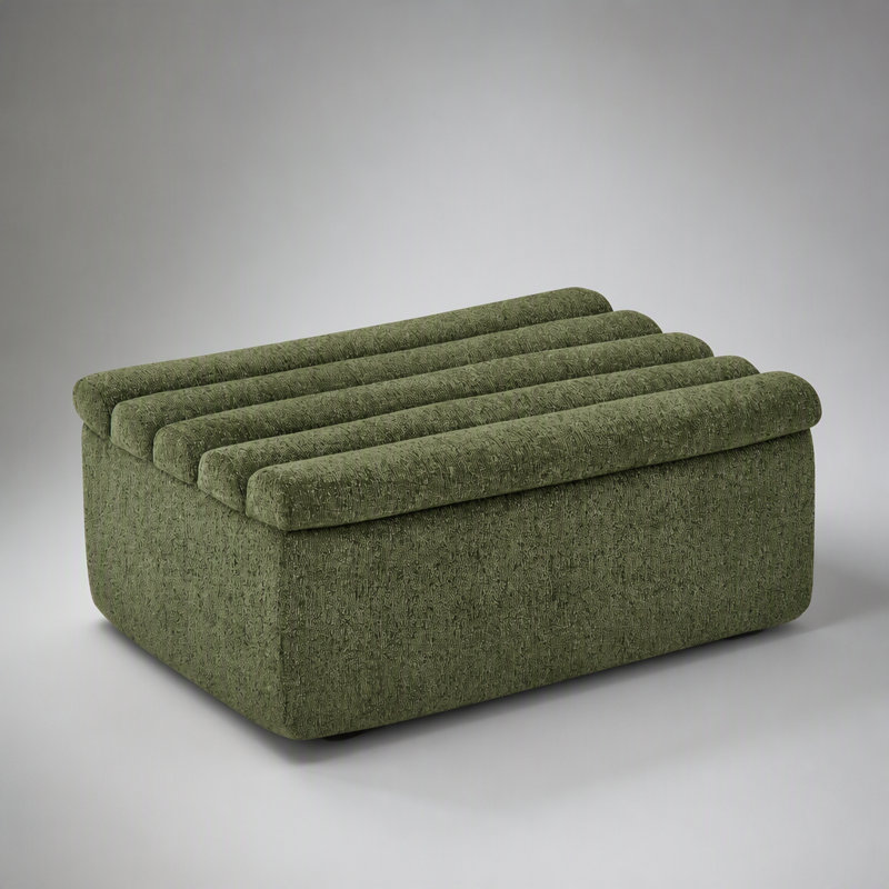 Pouf polyvalent en chenille pour canapé modulaire, solution d'assise compacte et élégante pour toutes les pièces, Vert