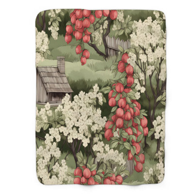 Apple Grove Sanctuary - 1 Piece Premium Sherpa Bla Throw Blanket
