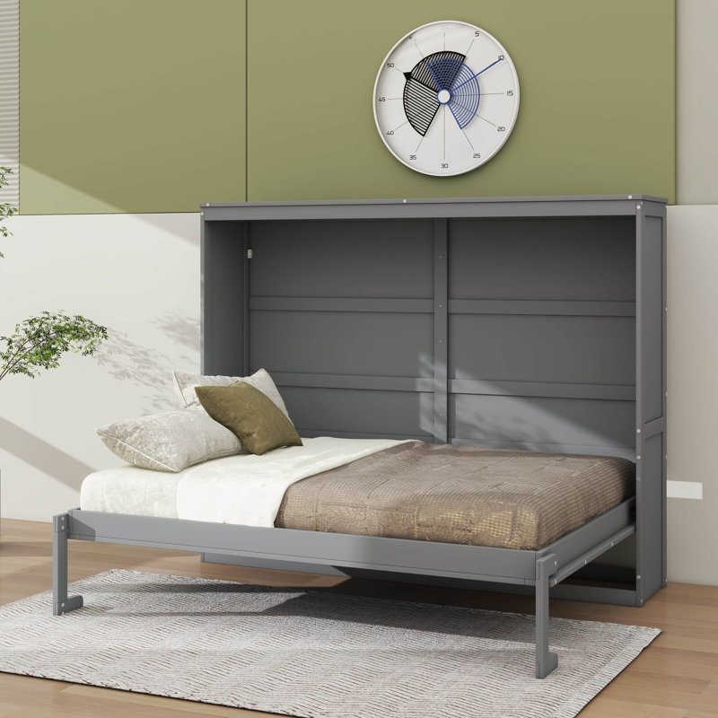 Lit escamotable peu encombrant pour maximiser l'espace, gris, Double