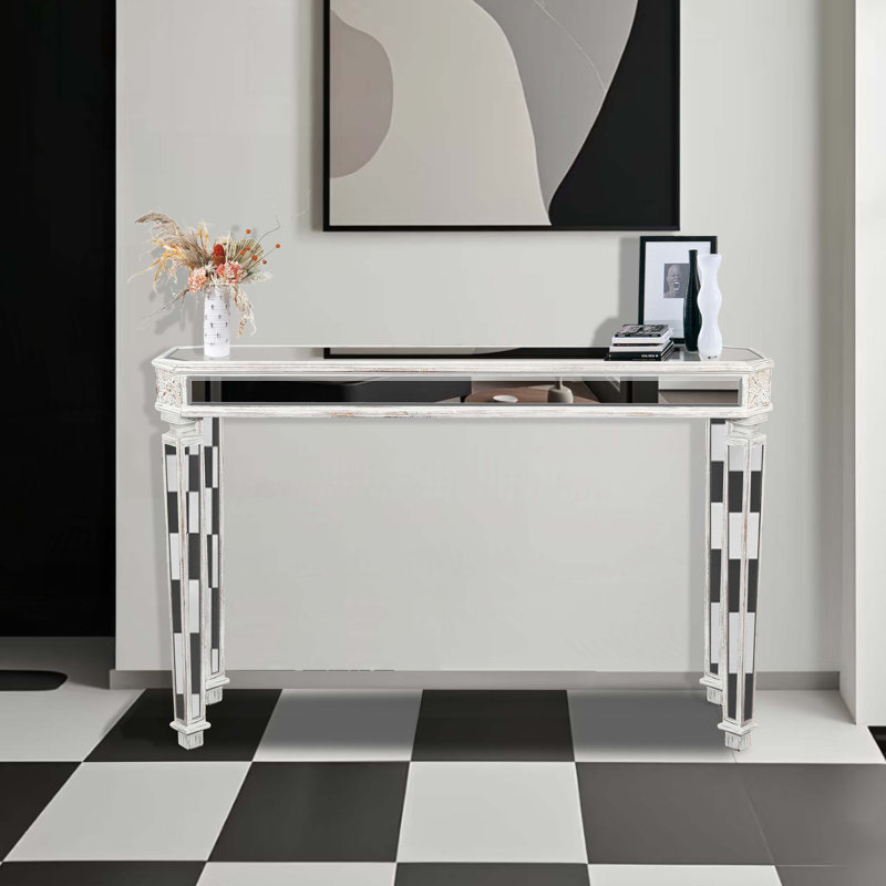 Table basse à plateau argenté avec 4 pieds