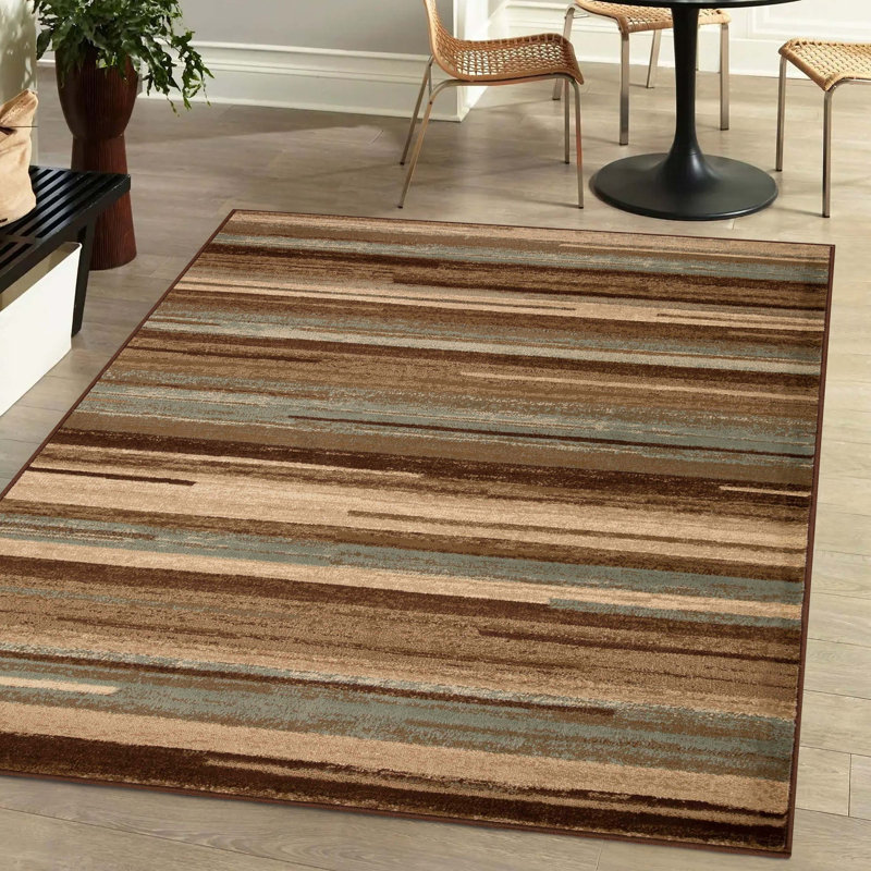 Contemporary Stripes Abstract Lines 100% Polypropylene Indoor Area Rug or Runner, Rectangle 4' x 6'