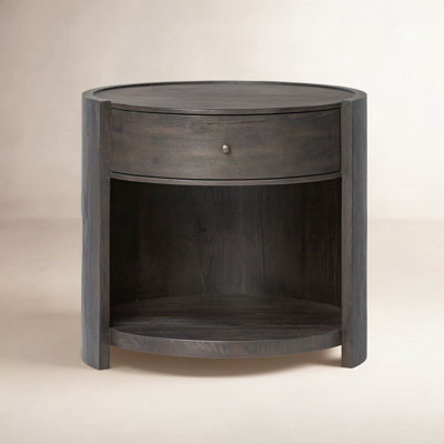 1-Drawer Round Oak Nightstand