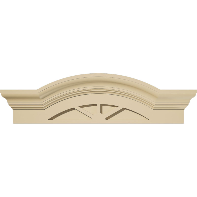 Segment Arch W/ Flankers 3 Spoke Signature Urethane Pediment, Primed Tan, 24" x 7" x 2.5"