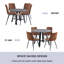 Ensemble de table et de chaises. Ensemble de table de salle à manger moderne et minimaliste en bois aggloméré de 42 po de diamètre - 4 chaises confortables en tissu technique avec coussins incurvés. Plateau de table en panneau de fibres à densité moyenne à grain de bois.