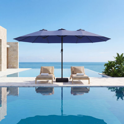 13 ft x 8 ft  Extra Large 10-Year-Non-Fading Rectangular Market Umbrella with Base