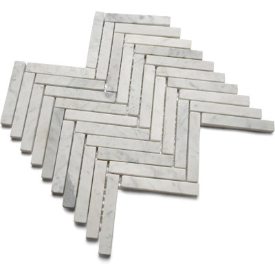 CNK Tile Carrara Small Chevron Mosaic Tile Hand-Sorted Natural River Stone Tiles With Seamless Fit For Shower Bathroom Use - 12Â€ X 12Â€