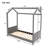 Twin Size Velvet House Bed Wood Bed, Gray