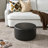24" Wide Faux Leather Round Upholstered Ottoman-435419743