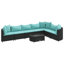  Ensemble de 7 canapés de patio, noir, bleu eau-445960771-445960772