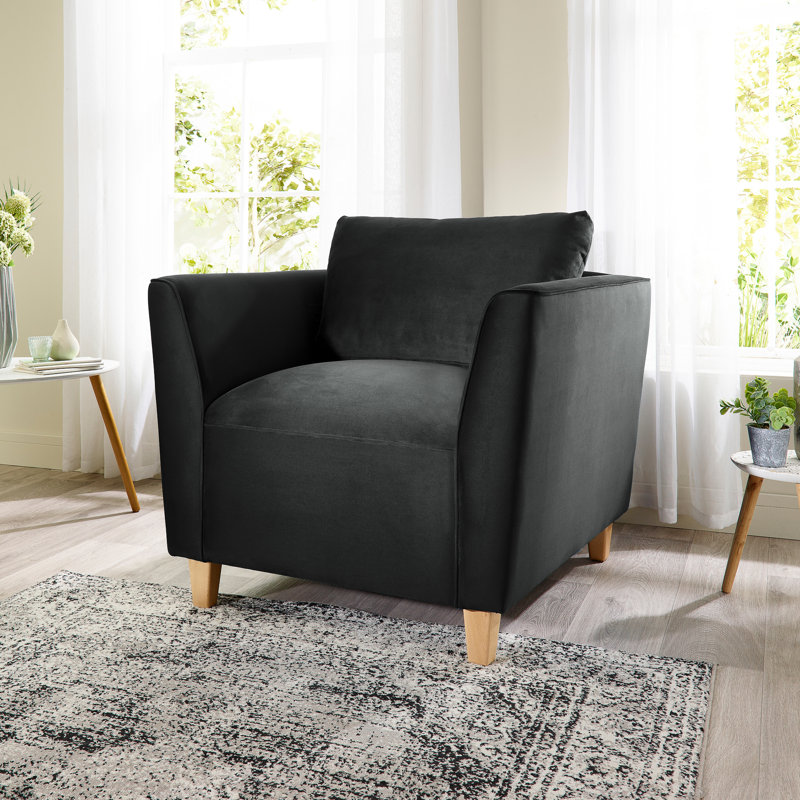 Audington Velvet Armchair, Black