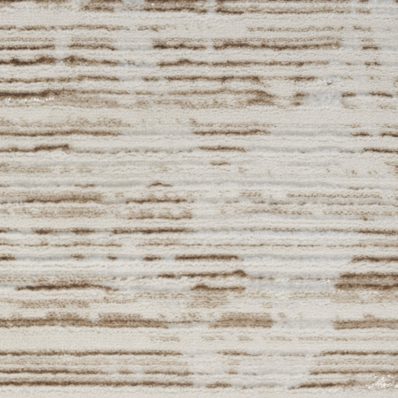 Ivory and Nude Floral Stripe Synthetic Area Rug 5' x 7'