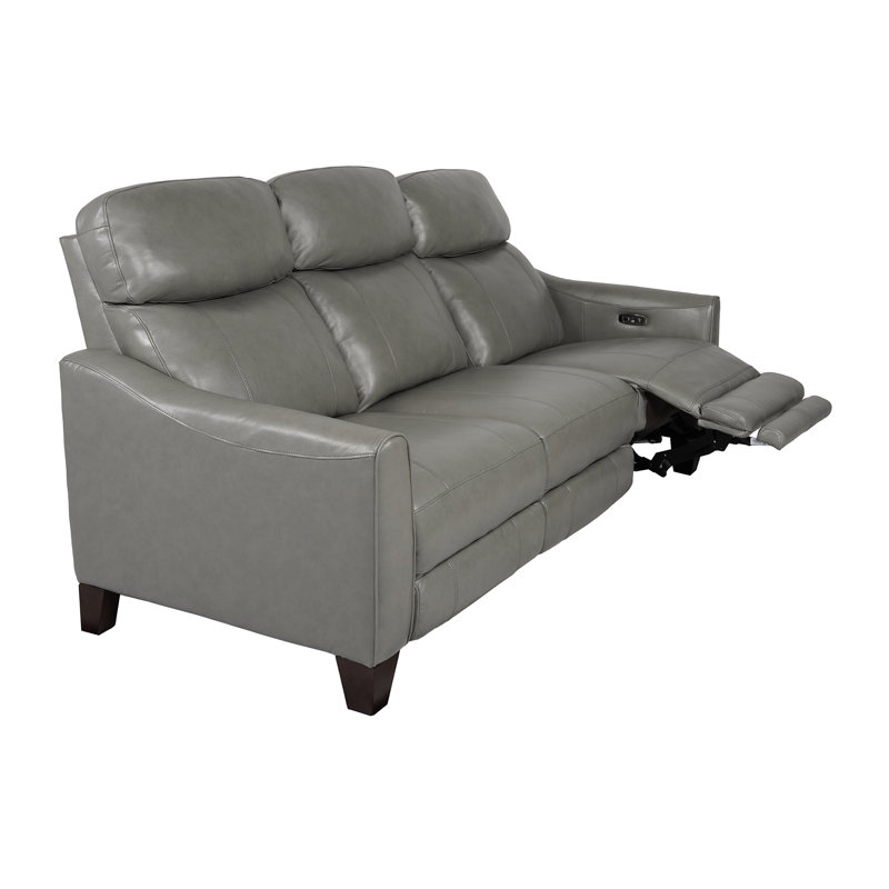 Canapé inclinable électrique en cuir de 83 po Lamaine, Cuir argenté