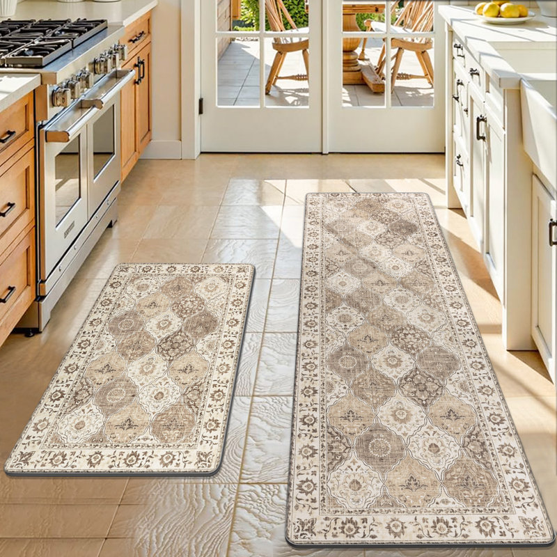  Standing Anti-Fatigue Kitchen Mats (Set of 2), Beige