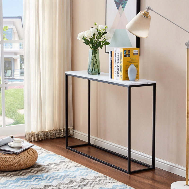 Chipman 13'' Console Table, White, Black