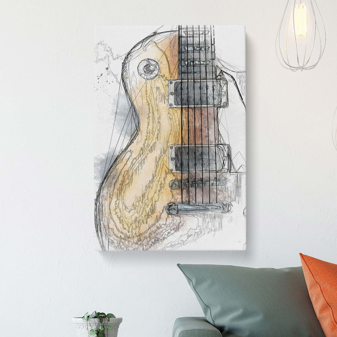 Aged Electric Guitar - Wrapped Canvas