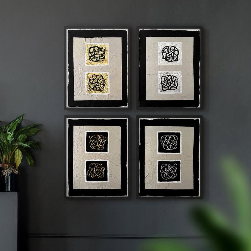 «Plated Paper I», reproduction encadrée - ensemble de 4, H 14 po x l 44 po