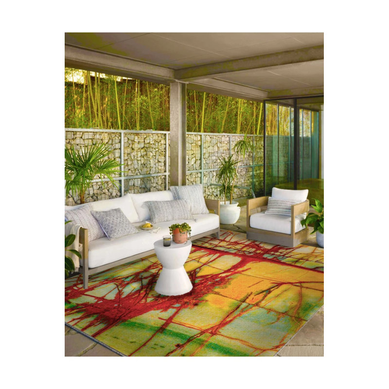Mixed Color Patterned Woven Base Carpet And Washable Carpet, Runner 3'4" x 9'11"
