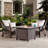 Sunjoy Square Ceramic Tile Top with All-Weather Wicker Propane Powered Firepit Table