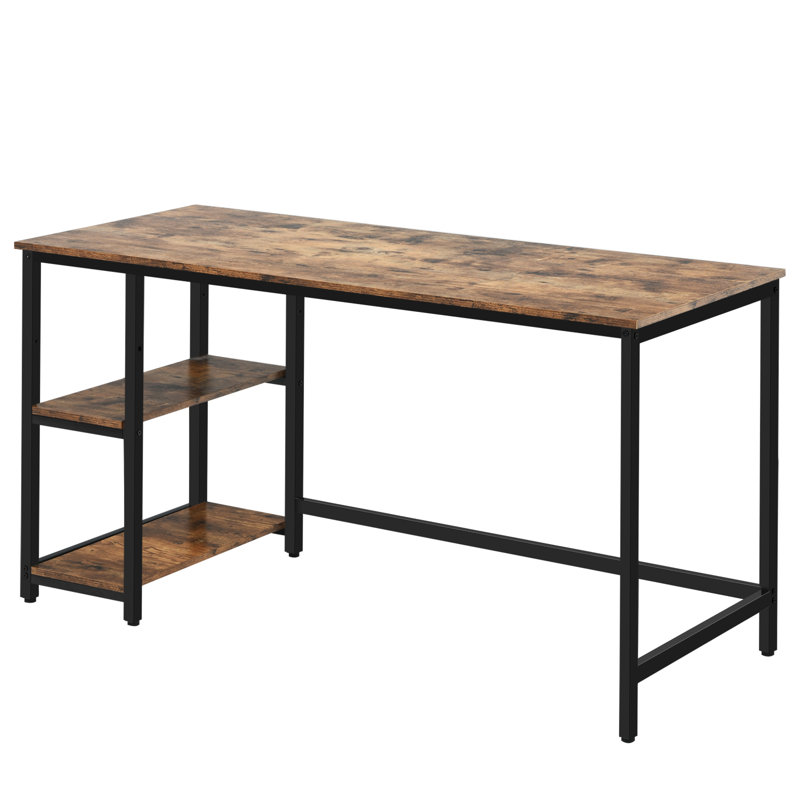 Wooden Computer Desk with Adjustable Shelf, Coffee, 29.5" H x 55" W x 24" D