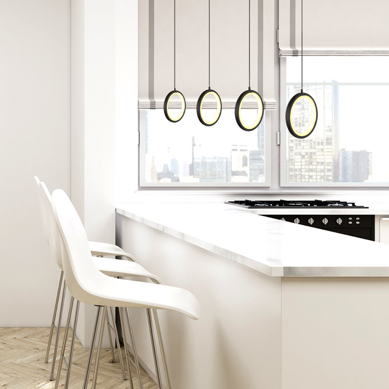 Lauri 4 - Light LED Kitchen Island Pendant, 6.3'', Matte Black