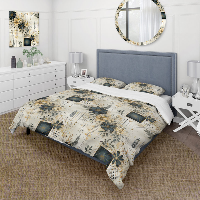 Ensemble de housse de couette Ferns, Housse de couette simple + 1 taie décorative stan