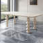 6 - Person White  Rectangular Solid Wood Sintered Stone Tabletop Dining Table Set-493777223-493777220