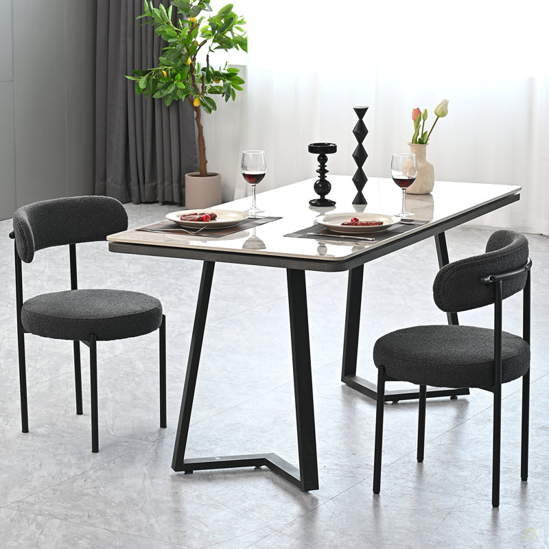 Ensemble de 2 chaises de salle à manger Boucle, chaise à dossier courbé de style moderne Mid-Century, Gris