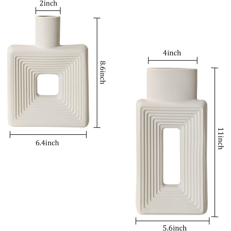Ensemble de 2 vases en céramique, Blanc